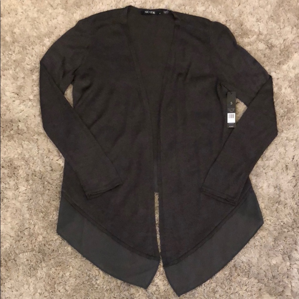 Nic + Zoe Silk Blend Chiffon Trim Cardigan NWT